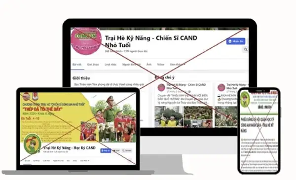 Giả mạo website, fanpage của các trường học, trại hè quân đội để chiếm đoạt tài sản phụ huynh